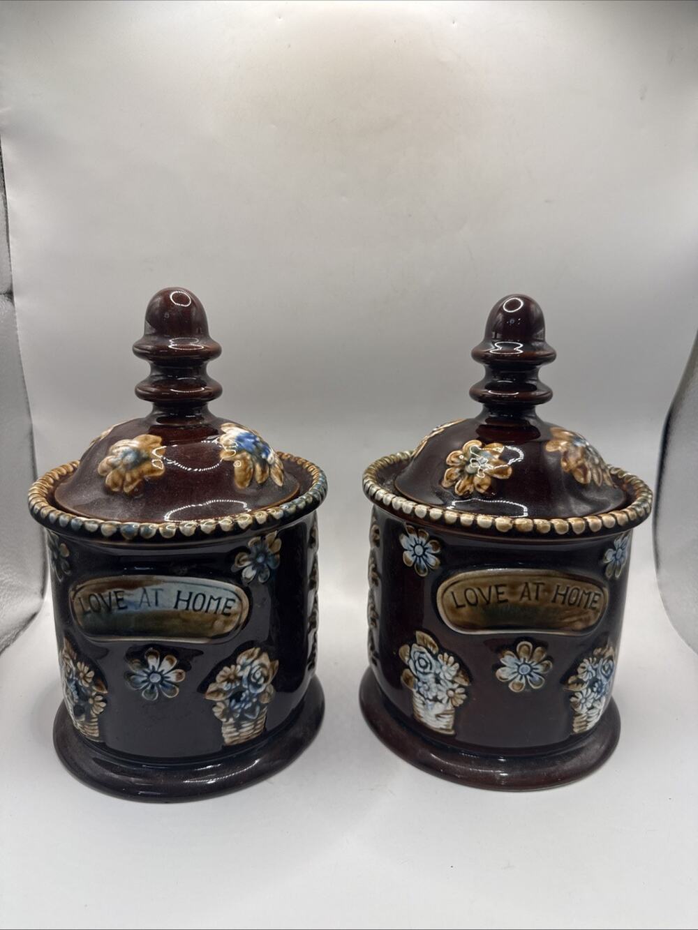 Set Of 2 Old Stafford Canisters By Crownford Giftware “Love At Home” *